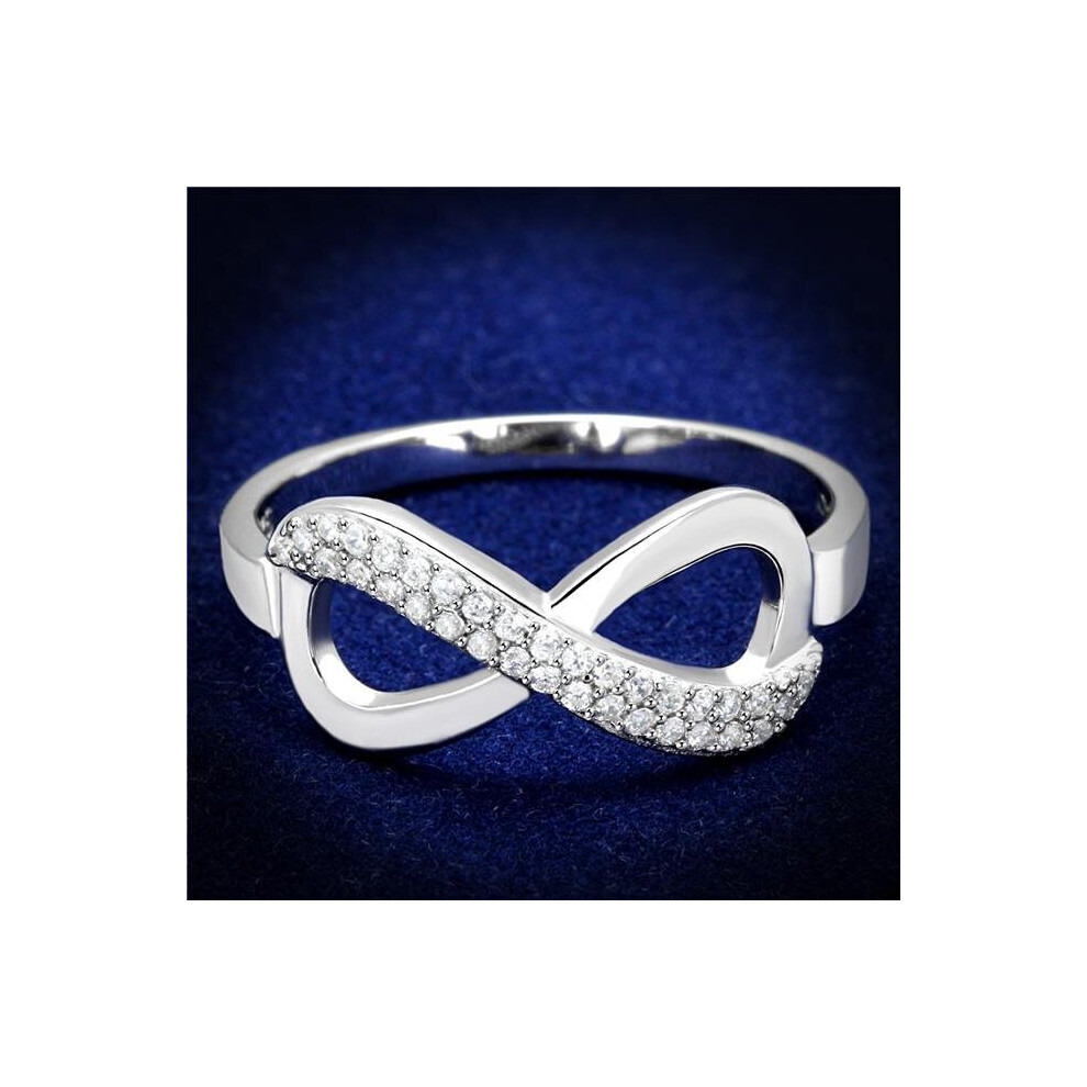 Photos - Ring Alamode TS541-7 Women Rhodium 925 Sterling Silver  with AAA Grade CZ in Clear - Size 7