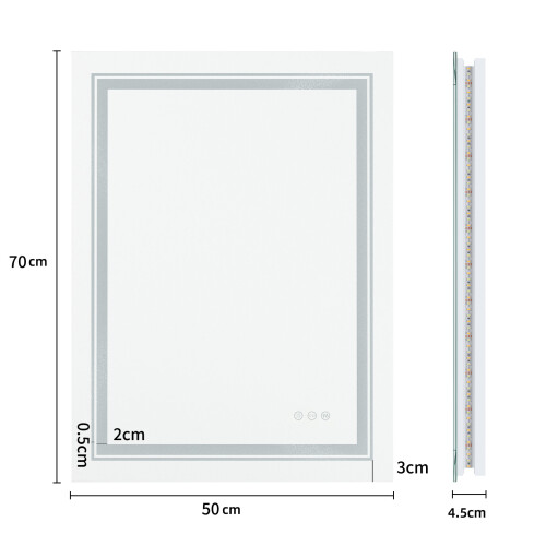 500x700mm Backlit HD LED Mirror Wall Mounted Vanity Bathroom Mirror 2