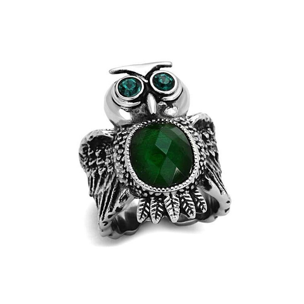 Photos - Ring Alamode TK1312-5 Women High Polished Stainless Steel  with Synthetic in Emerald - Size 5