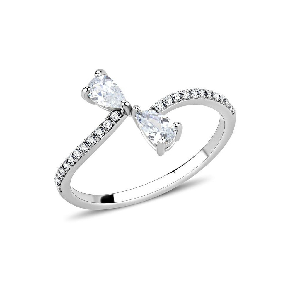 Photos - Ring Alamode DA139-5 Women High Polished Stainless Steel  with AAA Grade CZ in Clear - Size 5