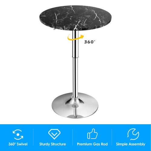 Costway Modern Bar Table Multifunctional Round Pub Table Marble Patterns 1