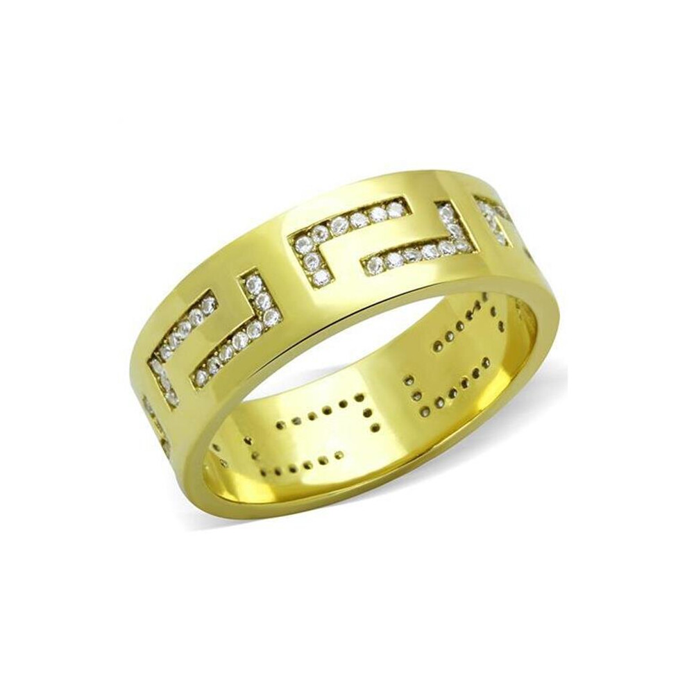 Photos - Ring Alamode TK2051-13 Men IP Gold Stainless Steel with AAA Grade CZ in Clear - Size 13