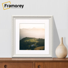 (White With White Mount, 8x8" Pic (10x10" Frame)) Square Size White Picture Frame, Shabby Style Photo Frames, Wall Hanging Frames, Home Décor Frame With Multicolored Mount