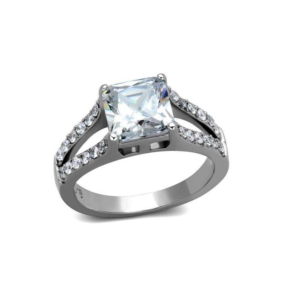 Photos - Ring Alamode TK2112-10 Women High Polished Stainless Steel  with AAA Grade CZ in Clear - Size 10