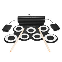 (White) Portable Digital Stereo Electronic Drum Set