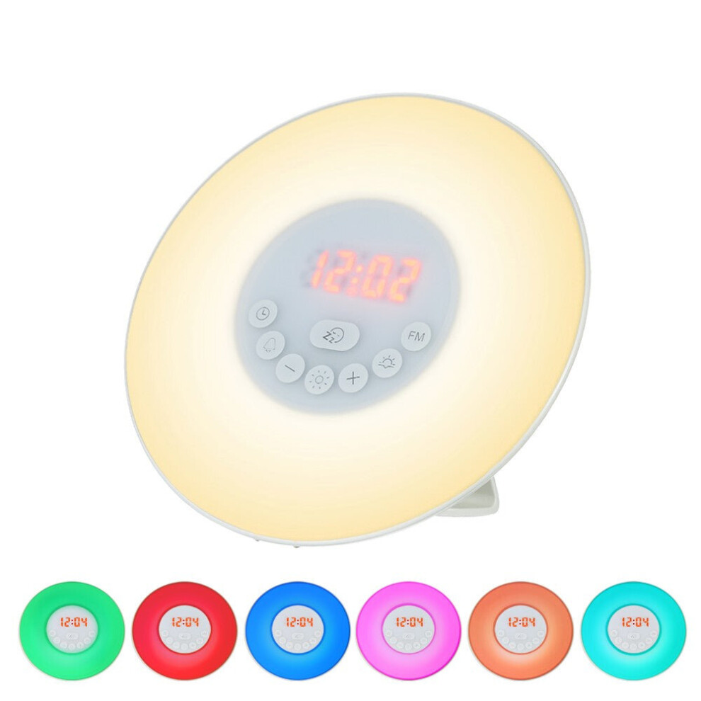 (UK Plug) Wake Up Light Alarm Clock Sunrise/Sunset Simulation Digital Clock