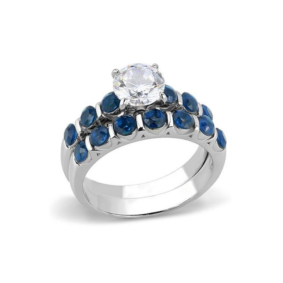 Photos - Ring Alamode TK3235-8 Women High Polished Stainless Steel with AAA Grade CZ in Clear - Size 8