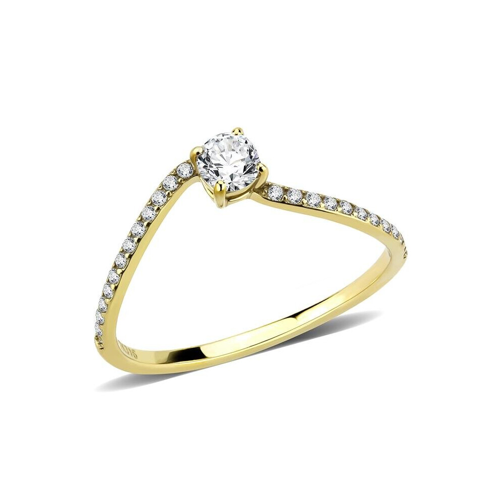 Photos - Ring Alamode DA256-5 Women IP Gold Stainless Steel  with AAA Grade CZ in Clear - Size 5
