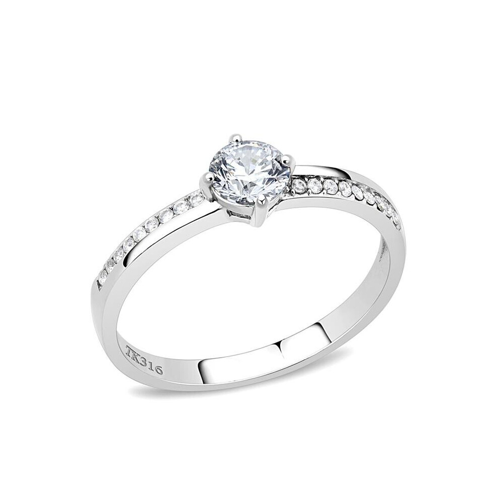Photos - Ring Alamode DA025-9 Women High Polished Stainless Steel  with AAA Grade CZ in Clear - Size 9