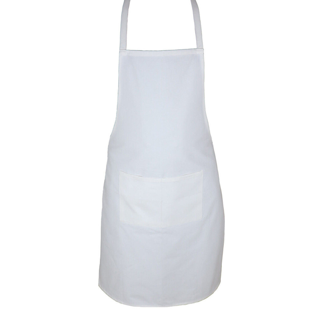 (White) Plain Full Apron Kitchen Cooking Chefs BBQ Apron