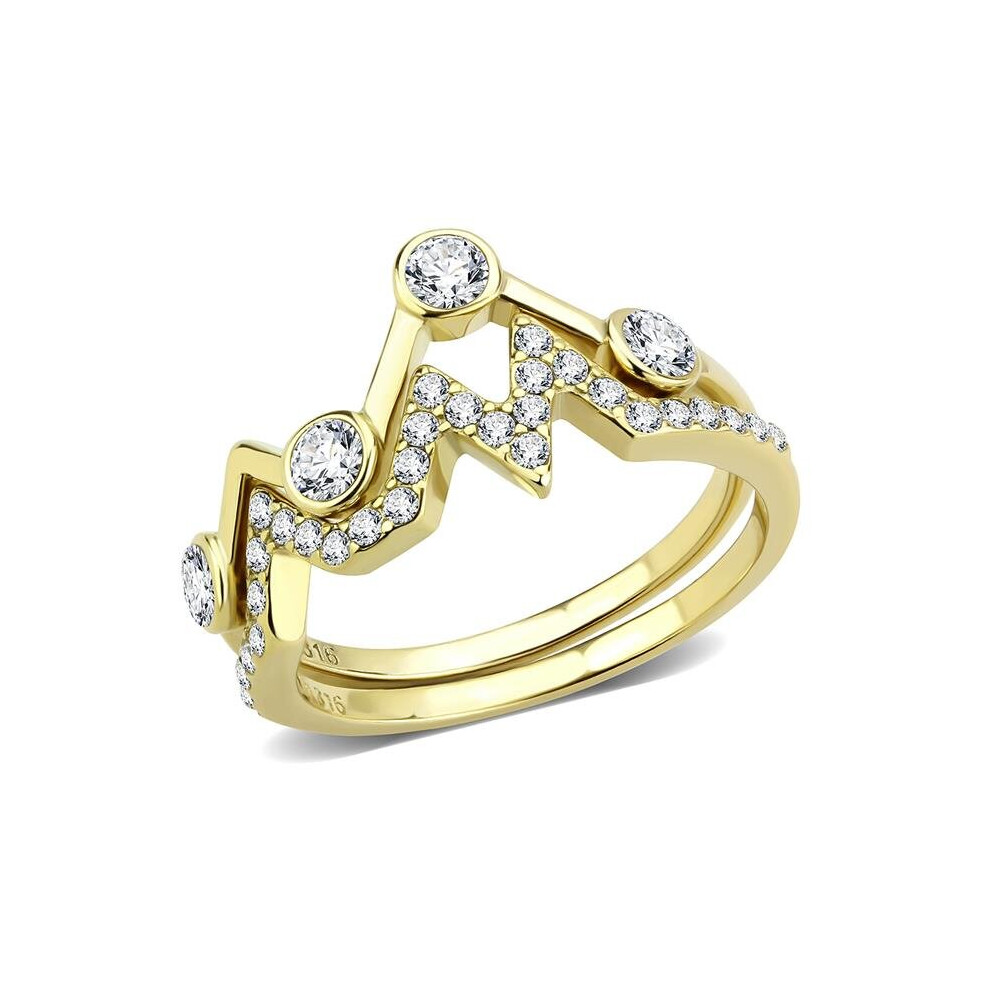 Photos - Ring Alamode TK3596-6 Women IP Gold Stainless Steel  with AAA Grade CZ in Clear - Size 6