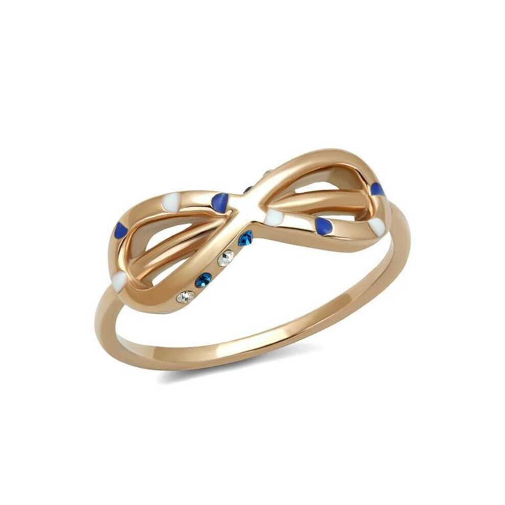 Alamode TK2966-6 Women IP Rose Gold Stainless Steel Ring with Top Grade Crystal in Sapphire - Size 6-image-OPC-P969C7Q-NEW