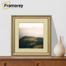 (Gold With Ivory Mount, 30x30CM Pic (40x40CM Frame)) Square Size Gold Picture Frame, Shabby Style Photo Frames, Wall Hanging Frames, Home Décor Frame With Multicolored Mount