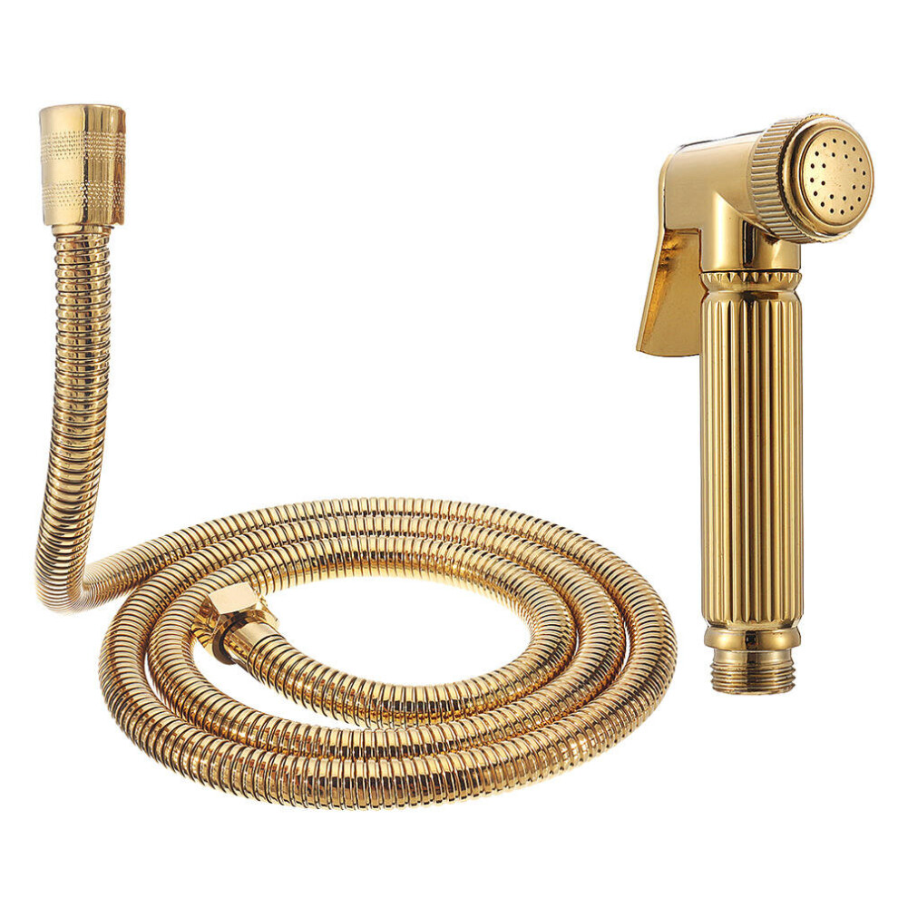 (Bidet Sprayer Head with Stainless Steel Hose) Copper Bathroom Portable Bidet Sprayer Handhold Toilet Shower Head for Personal Hygiene w/ 1.5m Stainle