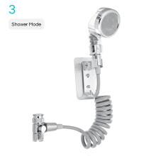 (Silver) Bathroom Wash Face Basin Water Tap External Shower Head HandHeld Bidet Sprayer Jet Diverter Kit Set