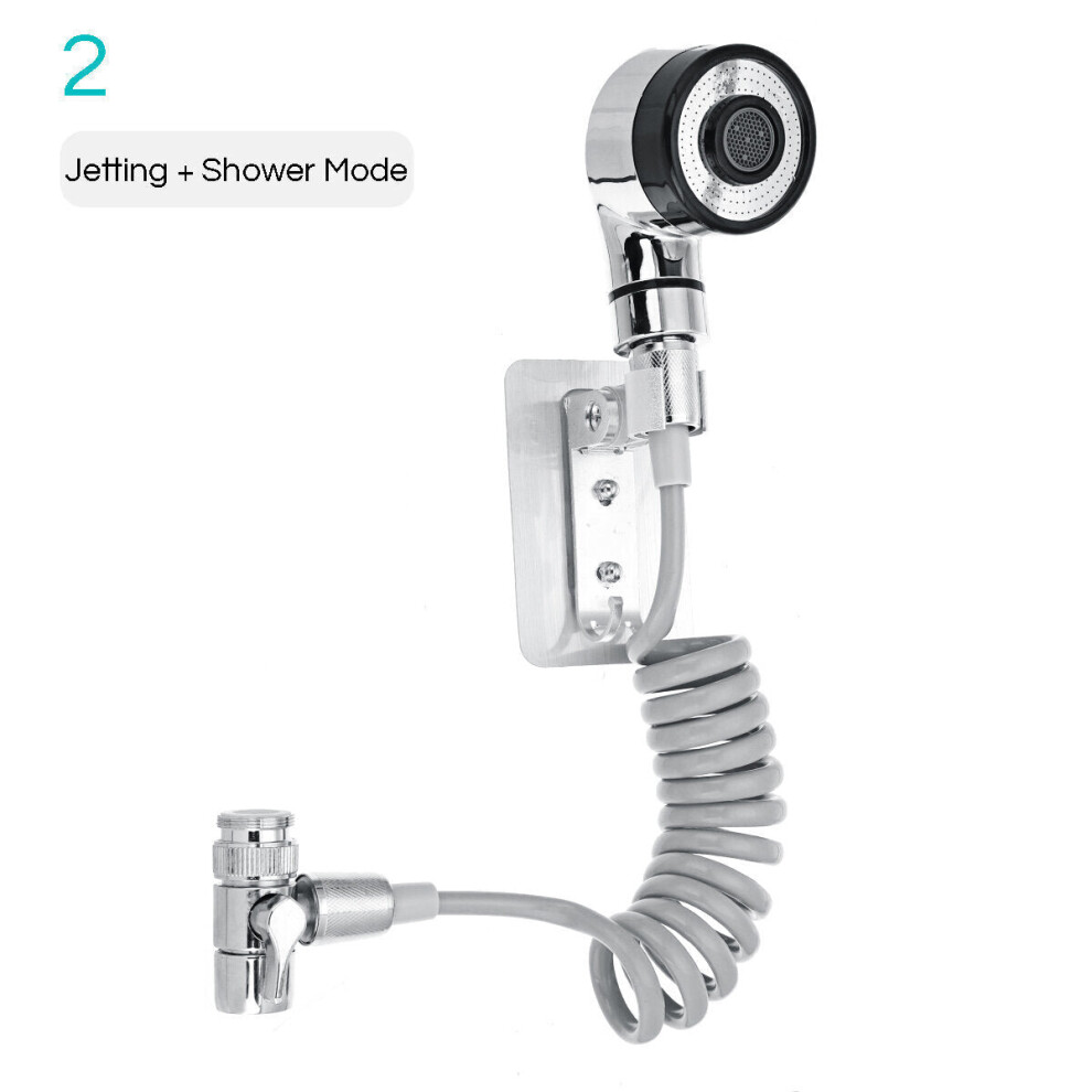 (Black) Bathroom Wash Face Basin Water Tap External Shower Head Handheld Bidet Sprayer Jet Diverter Kit Set 3654659451422