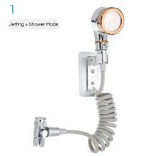 (Gold) Bathroom Wash Face Basin Water Tap External Shower Head HandHeld Bidet Sprayer Jet Diverter Kit Set