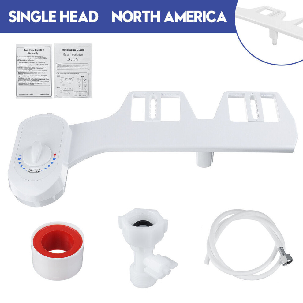 (Single Head Asia) 2 Modes Nozzles Toilet Bidet Seat Attachment Water Pressure Spray Non-Electric