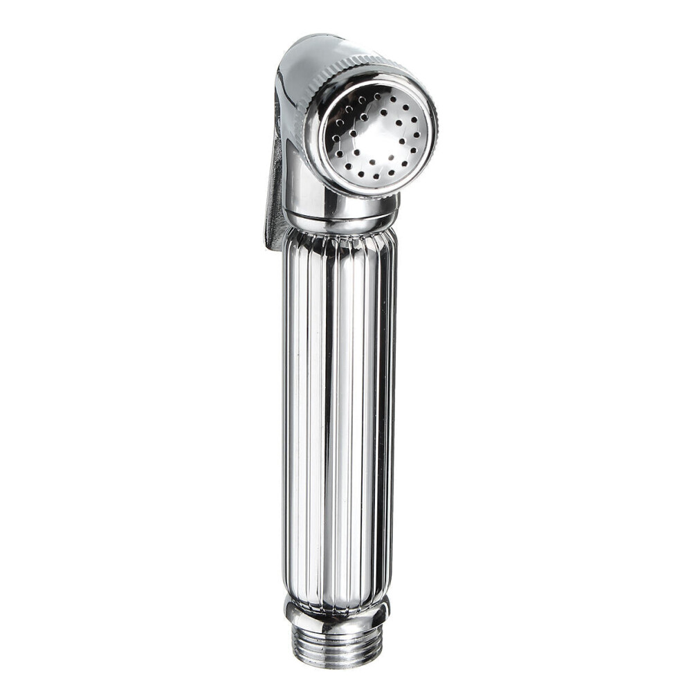 (260g) Brass Shattaf Douche Spray Bidet Toilet Shower Head Nozzle Holder Silver Cleaning Device