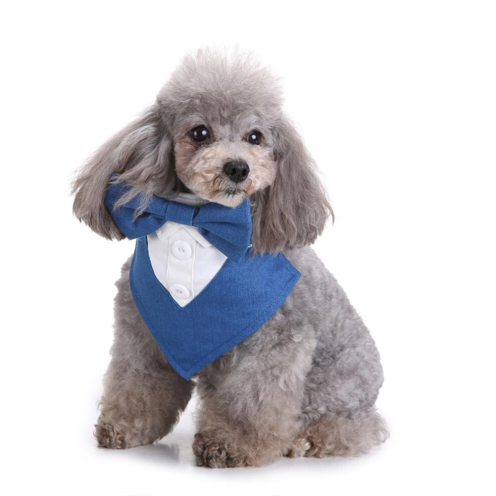 (M) Formal Dog Tu*edo Dog Bandana with Bow Tie and Neck Ties Designs