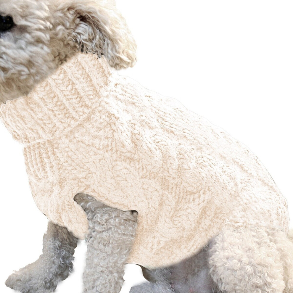 (White, L) Pet Vest Jacket Pet Knit Sweater Dog Cat Puppy Coat Warm Clothes