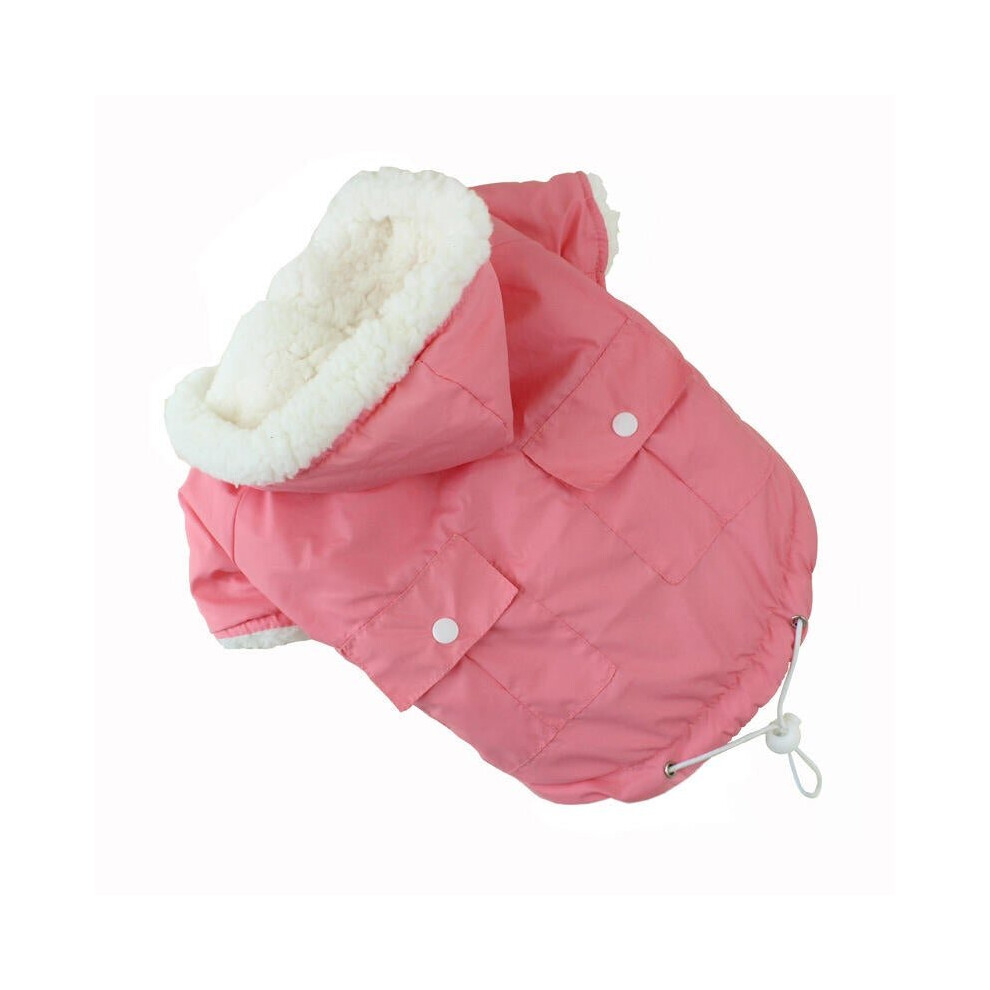 (Pink, M) Dog Clothes Autumn And Winter Plus Velvet Winter Warm Pet T-shirt