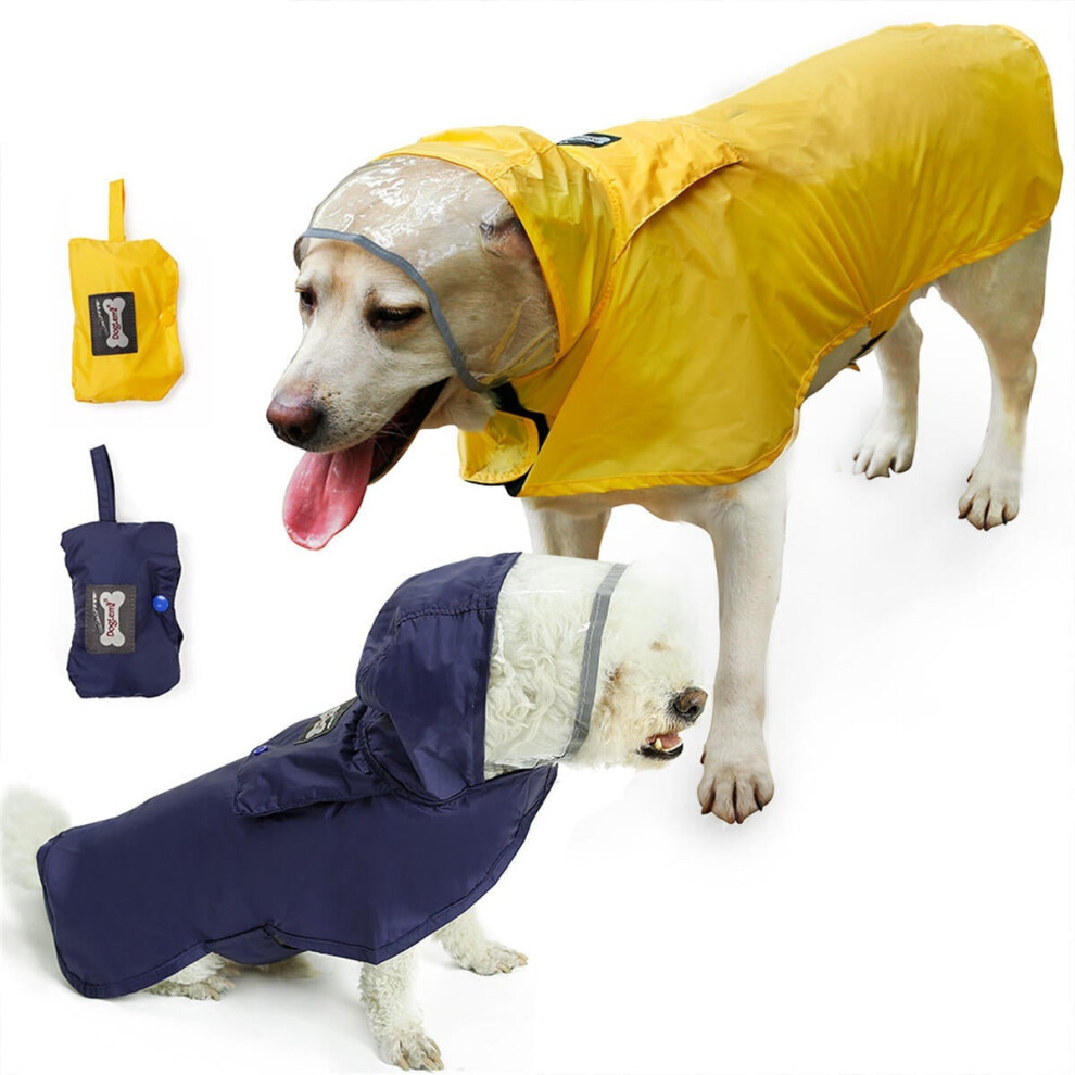 (Yellow, M) Waterproof Dog Pet Raincoat Portable Raining Jacket Clothes