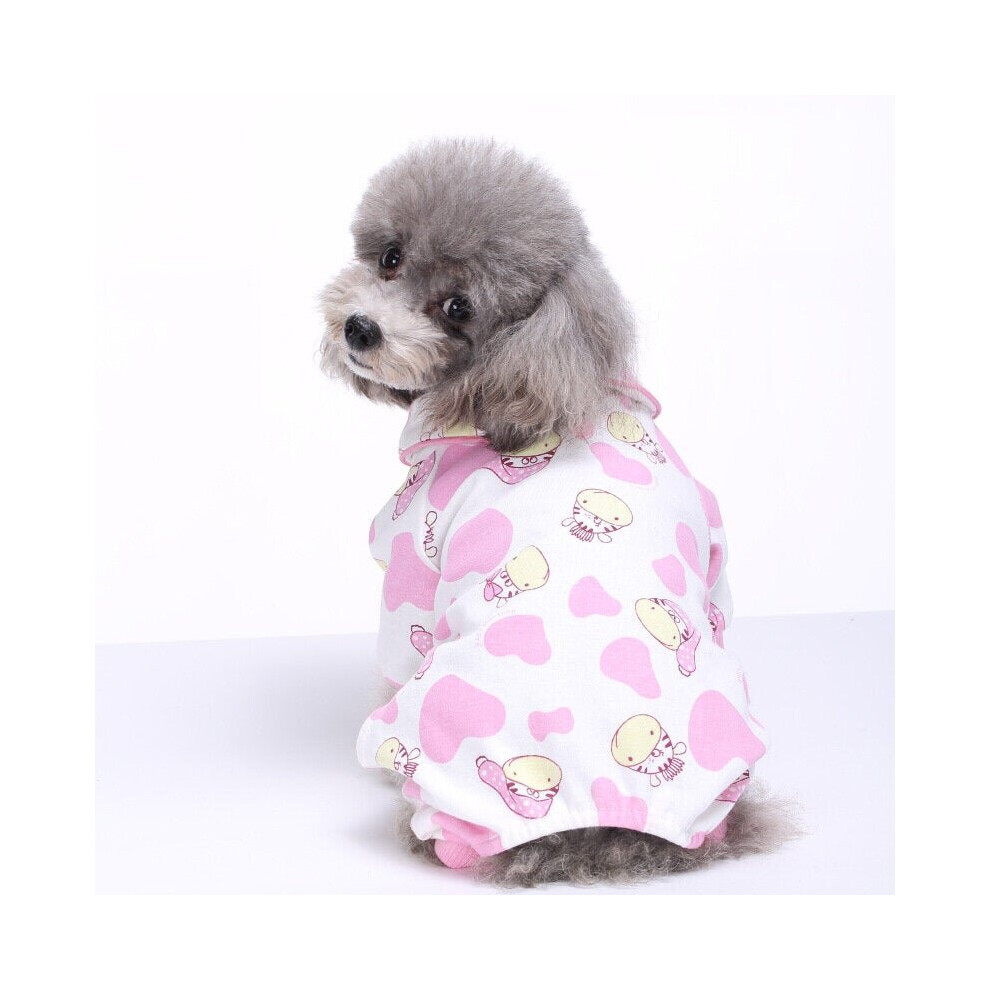 (#05, M) Pet Dog Soft Cloth Cotton Footprint Pajamas Puppy Jumpsuits Soft Clothing Clothes Dog Dress