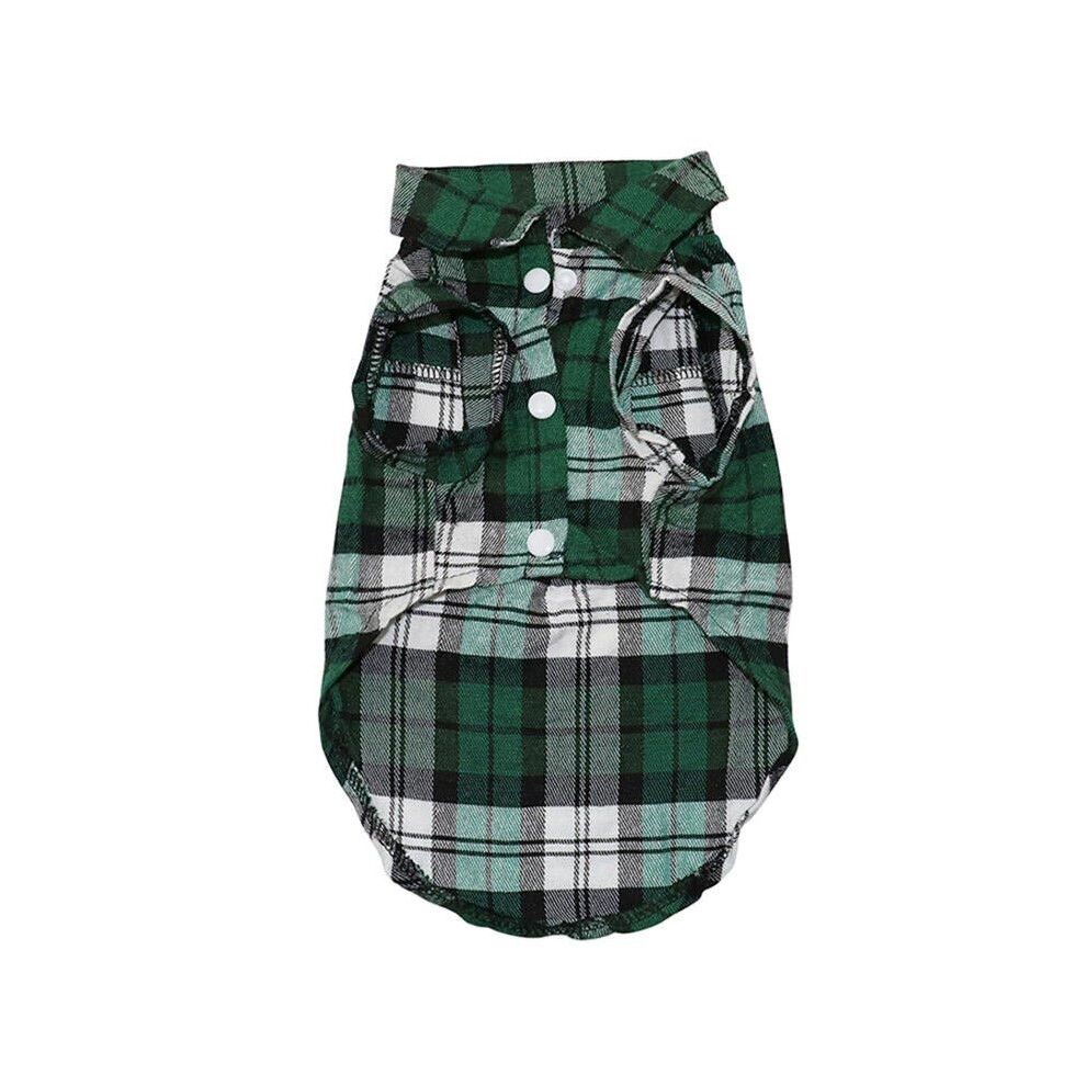 (Green, XS) Pet Dog Clothes Soft Puppy Spring Summer Plaid Shirt Outfits Pet Clothing Pet T-shirt