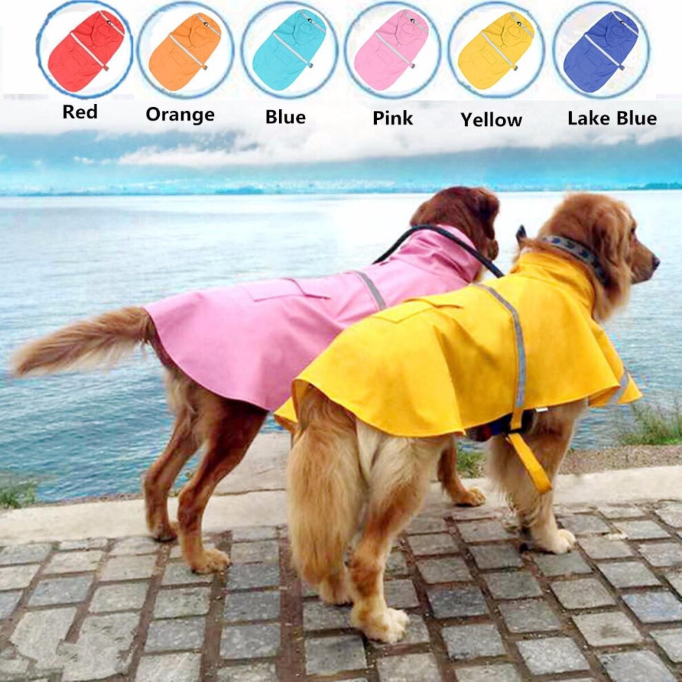 (Orange) Dog Raincoat Waterproof Outdoor Rain Coat Jacket Coat Fleece Reflective Safe