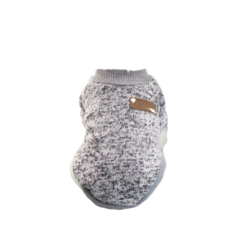 (Grey, L) Dog Clothes Warm Puppy Outfit Pet Jacket Coat Winter Dog Clothes Soft Sweater Clothing