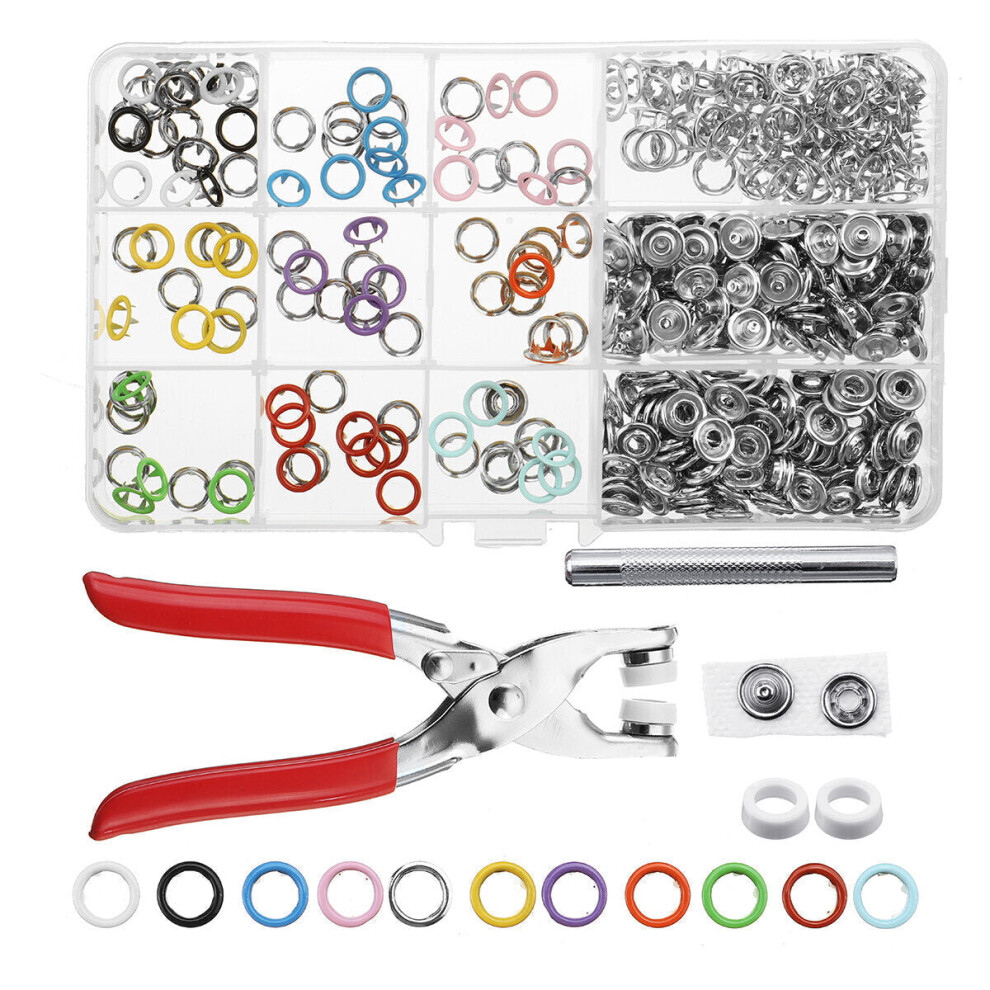 (200pcs + pliers) 10 Colors 250pcs/200pcs/100pcs Five-Claw Button Clasp + Installation Tool Kit