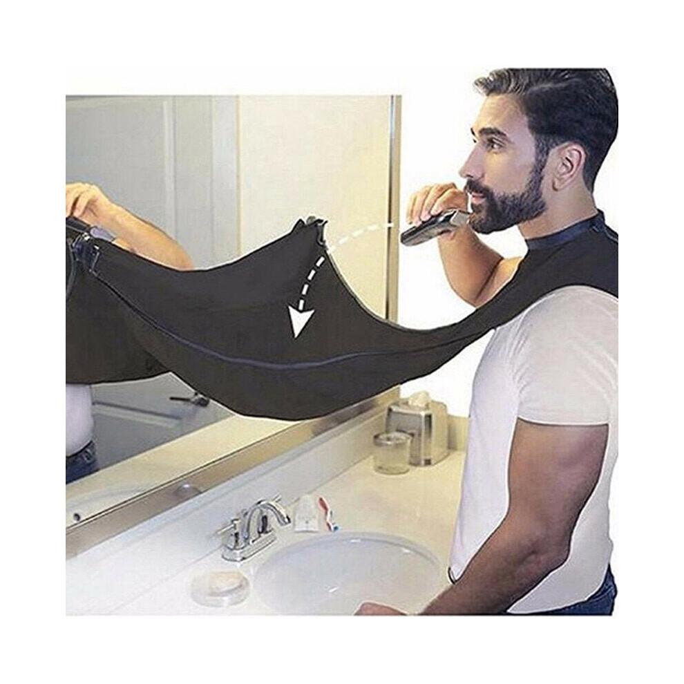 (White) Men Pongee Beard Care Shave Apron Bib Trimmer Clean Facial Hair Cape Sink Bathroom Shelves Haircut Waterproof Floral Cloth