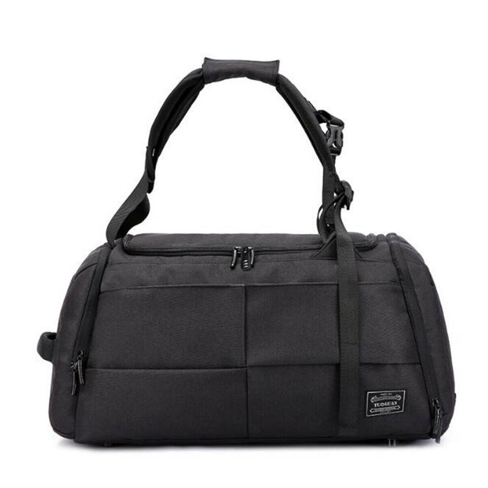 (Black) Outdoor Men Women Luggage Travel Bag Satchel Shoulder Gym Sports Handbag with Shoes Storage