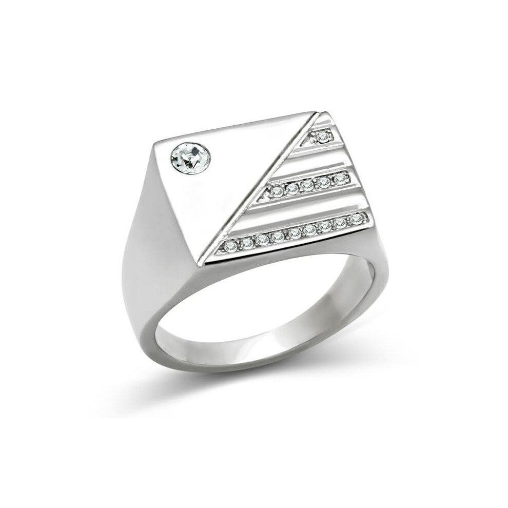 Photos - Ring Alamode TK319-9 Men High Polished Stainless Steel  with Top Grade Crystal in Clear - Size 9