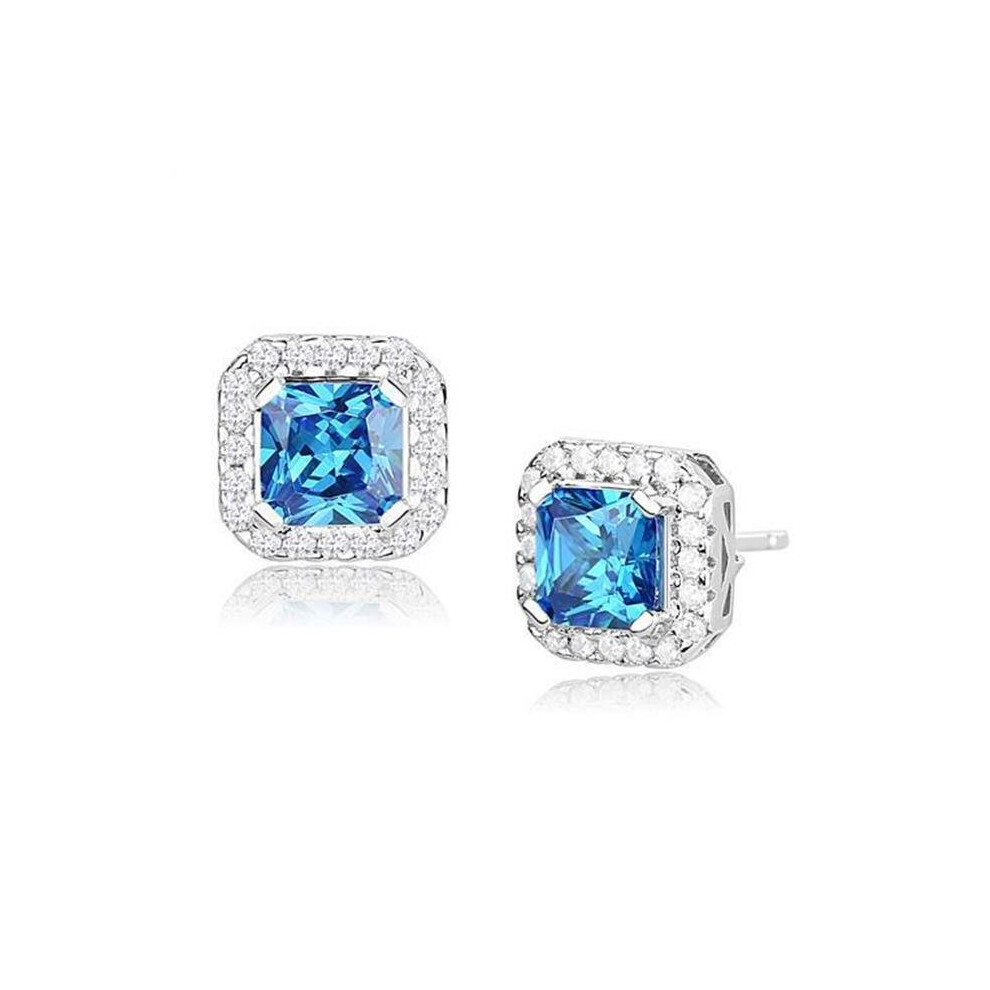 Alamode 3W1370 Women Rhodium 925 Sterling Silver Earrings with Synthetic in London Blue-image-OPC-P969CB6-NEW
