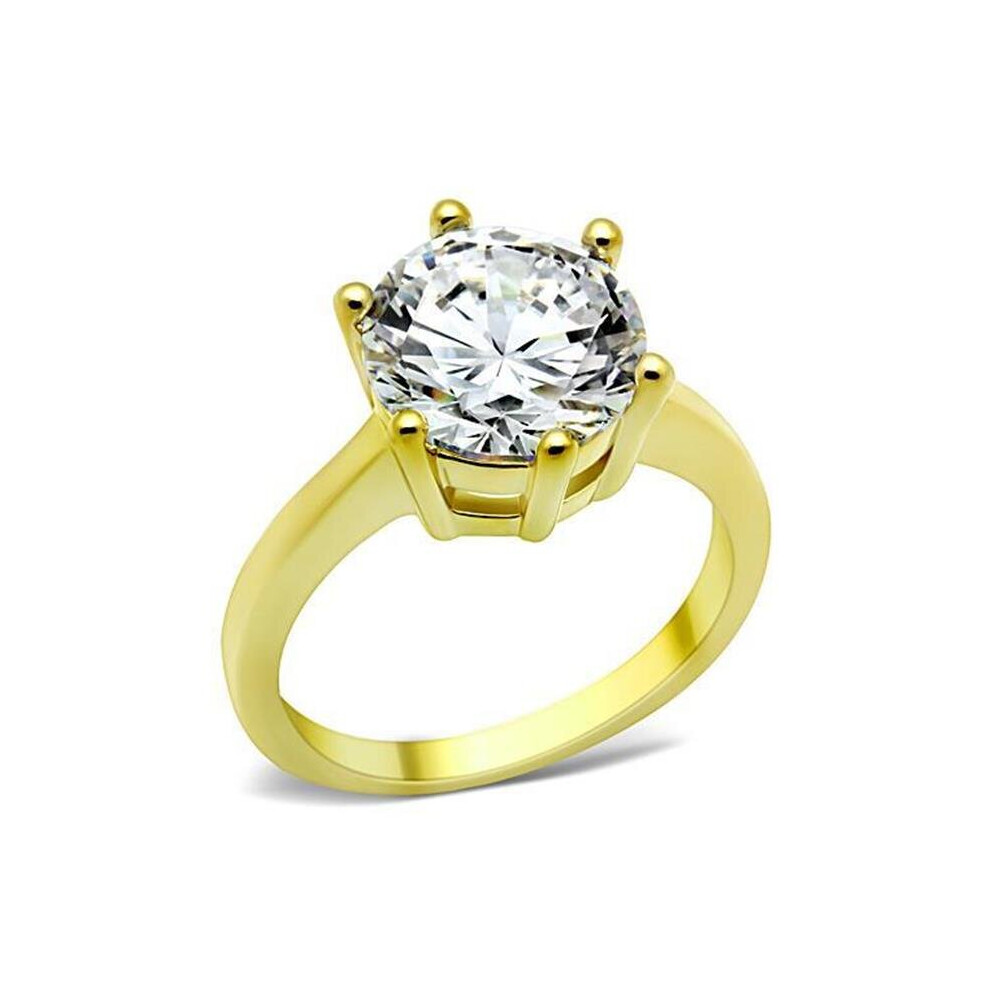 Photos - Ring Alamode TK1407-10 Women IP Gold Stainless Steel  with AAA Grade CZ in Clear - Size 10