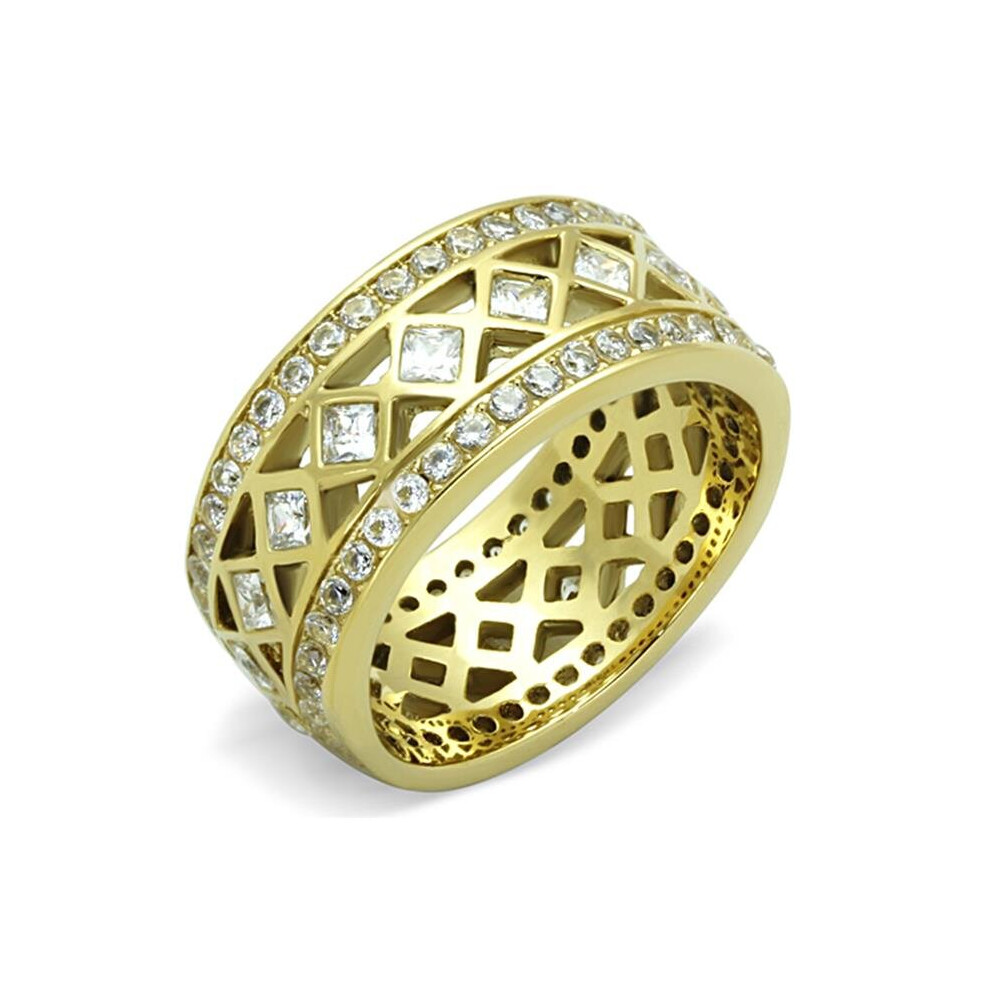 Photos - Ring Alamode TK1558-6 Women IP Gold Stainless Steel  with AAA Grade CZ in Clear - Size 6