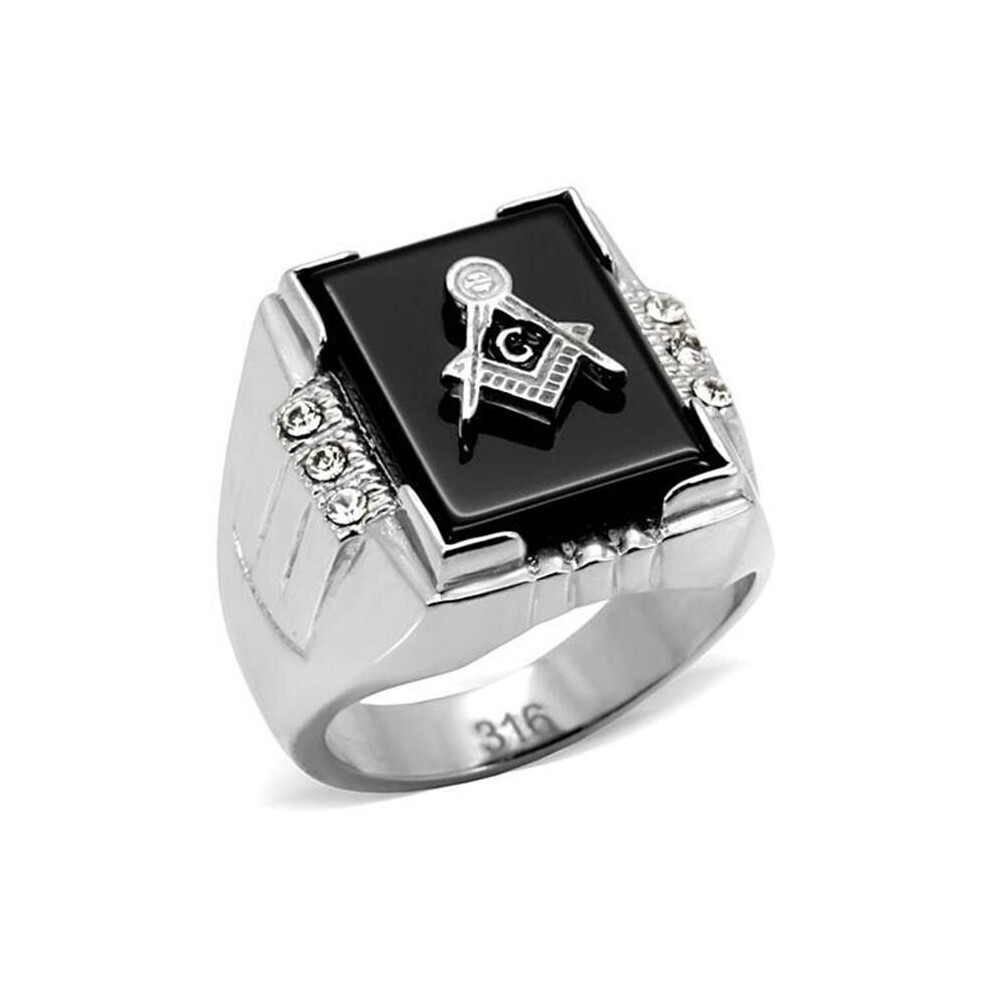 Photos - Ring Alamode TK8X027-10 Men High Polished Stainless Steel  with Semi-Precious in Jet - Size 10