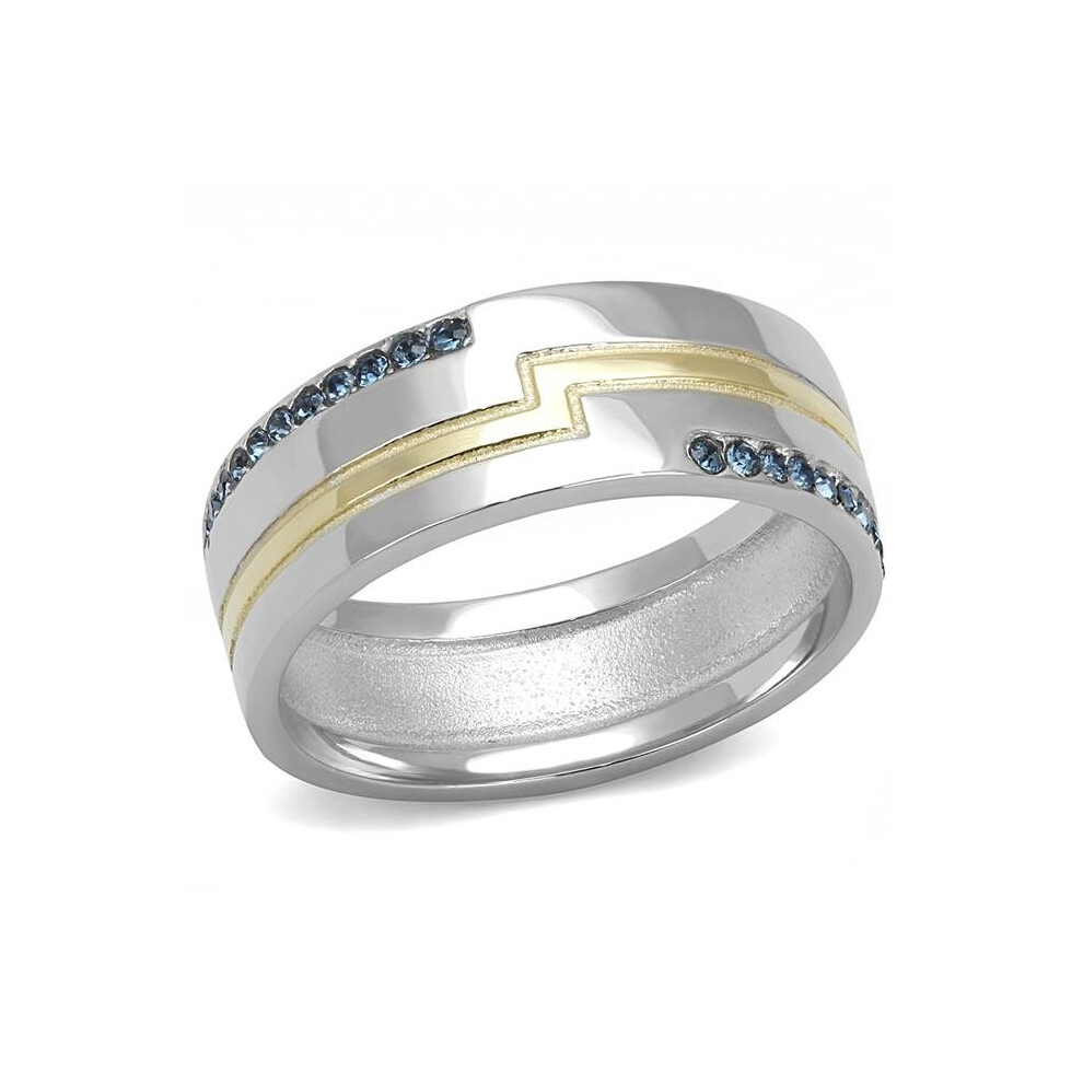 Photos - Ring Alamode TK3266-9 Men Two-Tone IP Gold Stainless Steel with Top Grade Crystal in Montana - Size 9