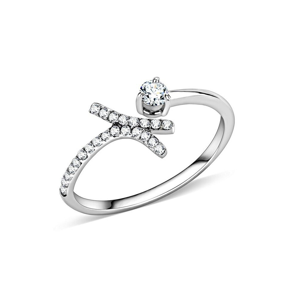 Photos - Ring Alamode DA145-5 Women High Polished Stainless Steel  with AAA Grade CZ in Clear - Size 5