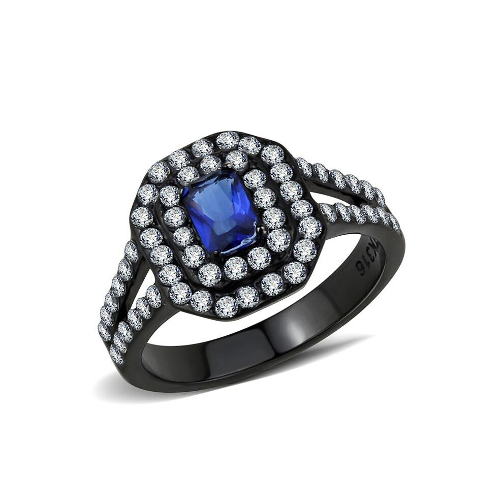 Photos - Ring Alamode TK3449-9 Women IP Black Stainless Steel  with Synthetic in Montana - Size 9