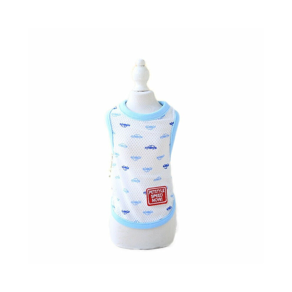 (Sky Blue, S) Cartoon Dot Cotton Dog Vest T-Shirts Pet Products Clothes For Dog Pet Dog Clothing Pet T-shirt