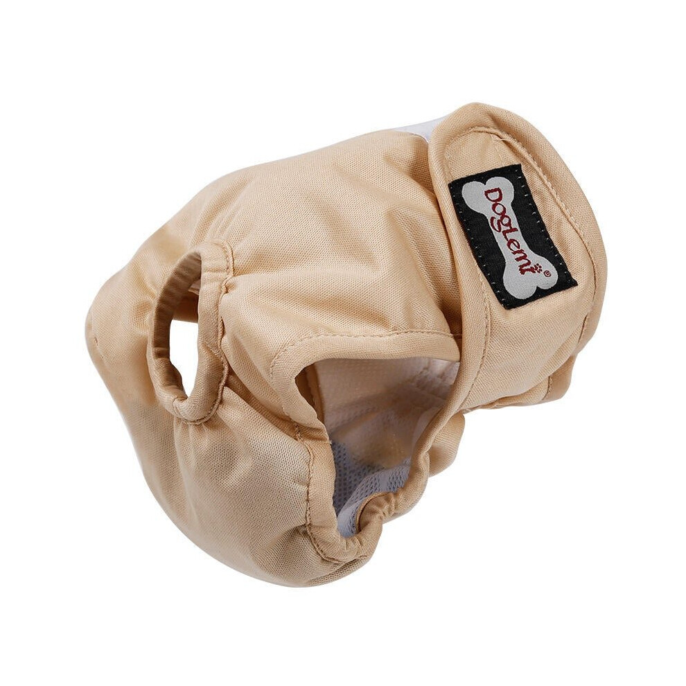 (Beige) Washable Female Dog Sanitary Pants Waterproof Anti-harassment Dog Diaper Physiological Pants Pet Pants