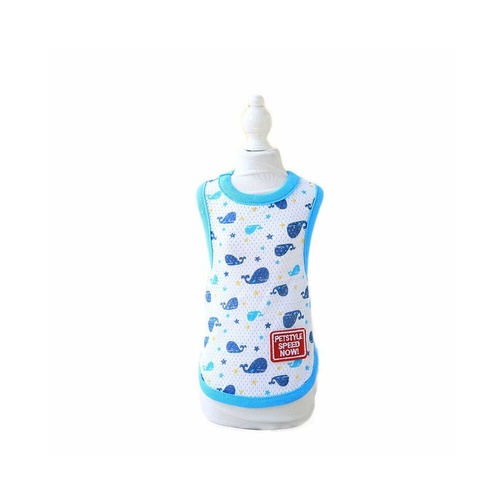 (Lake Blue, S) Cartoon Dot Cotton Dog Vest T-Shirts Pet Products Clothes For Dog Pet Dog Clothing Pet T-shirt