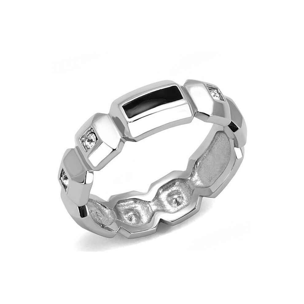 Photos - Ring Alamode TK3281-10 Men High Polished Stainless Steel with Top Grade Crystal in Clear - Size 10