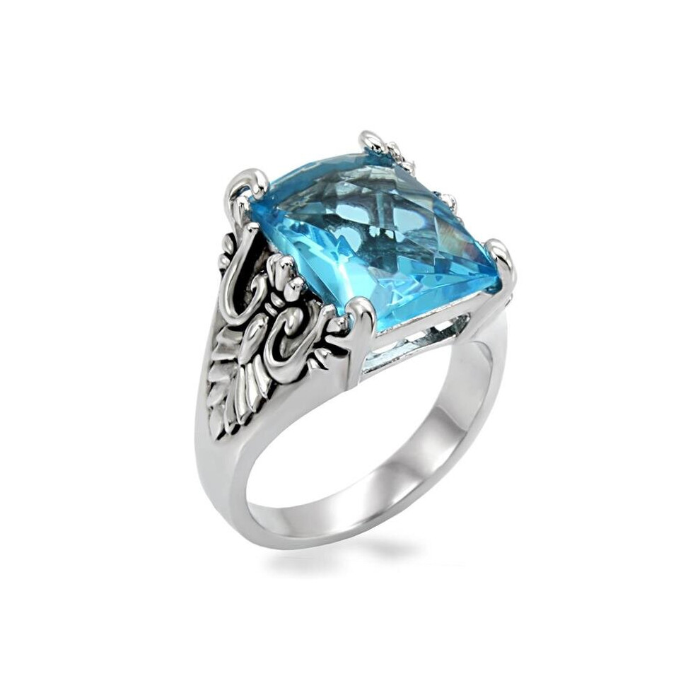 Photos - Ring Alamode TK021-6 Women High Polished Stainless Steel  with Synthetic in Sea Blue - Size 6