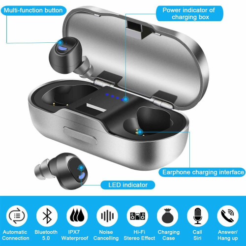 Wireless Earbuds, Bluetooth 5.0 True Wireless Stereo Earphones IPX7 2