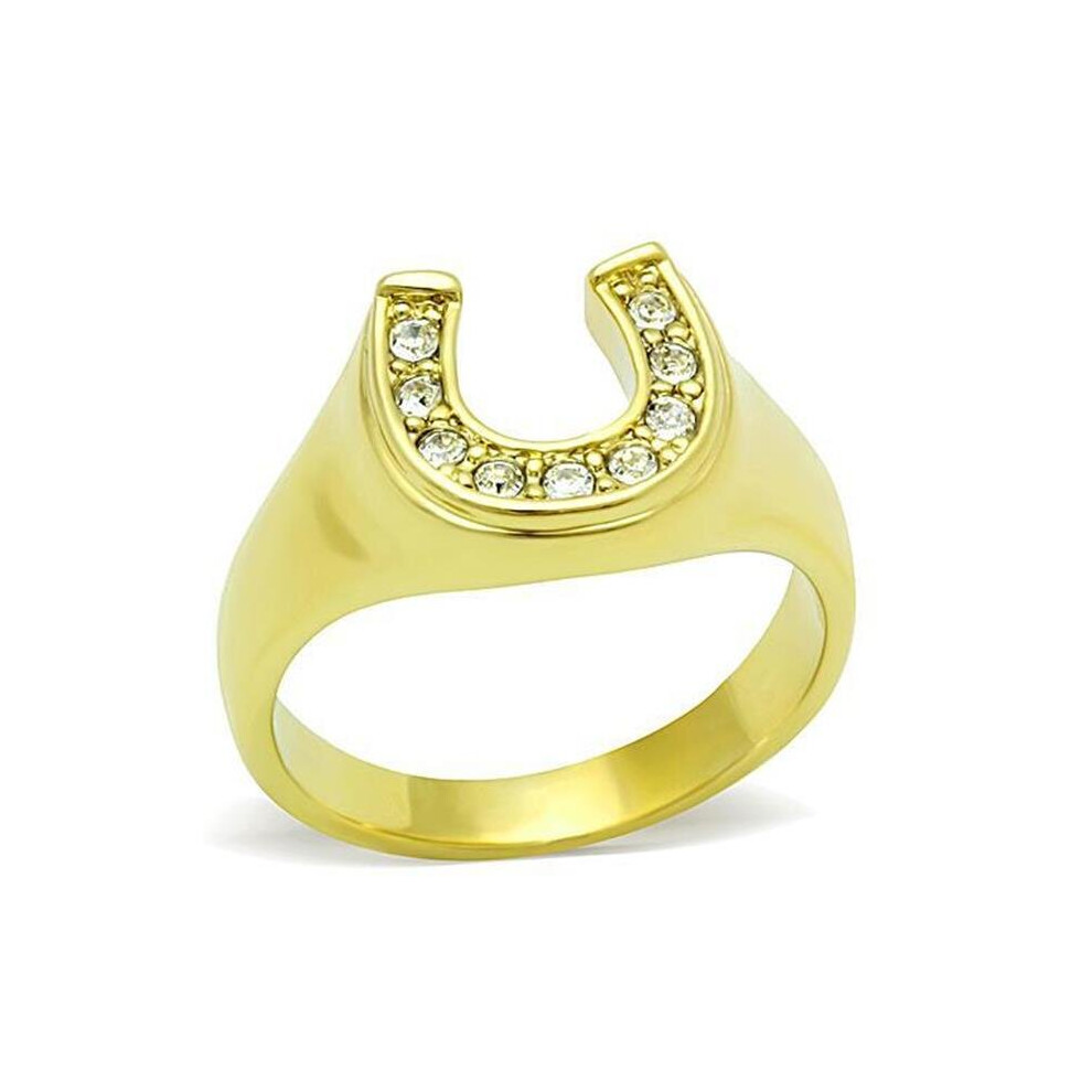 Photos - Ring Alamode TK10616G-5 Women IP Gold Stainless Steel  with Top Grade Crystal in Clear - Size 5