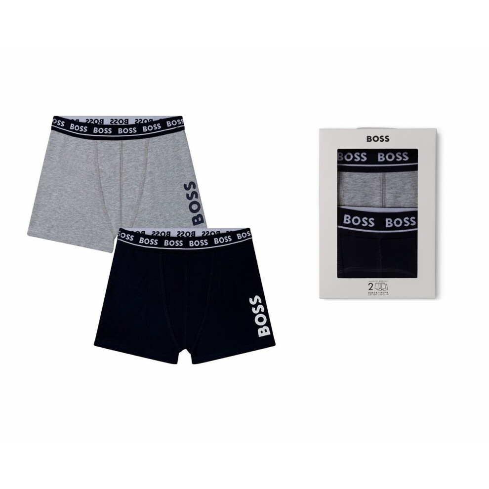 (4 Years) Hugo Boss Boy's J20328 849 Boxer Shorts Navy Grey-image-OPC-P96V8V2-NEW